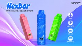 Hexbar 9000 Puffs rechargeable disposable square vape pen China Custom Vape