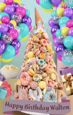 Walton cone cake w presents, balloons.jpg Walton cone cake w presents, balloons.jpg