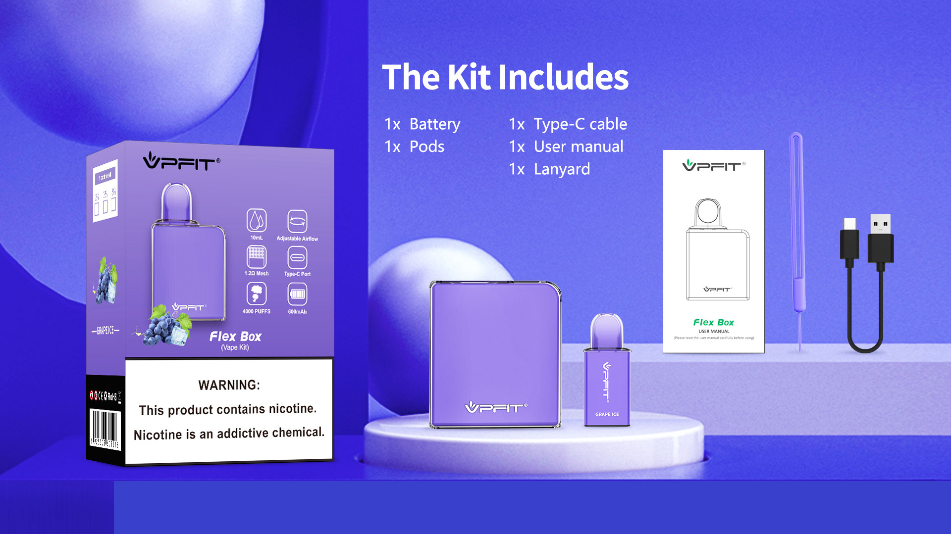 VPFIT Flexbox pod vape kit packing details