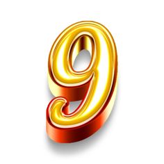 This may contain: the number nine in gold and red on a white background, with clippings