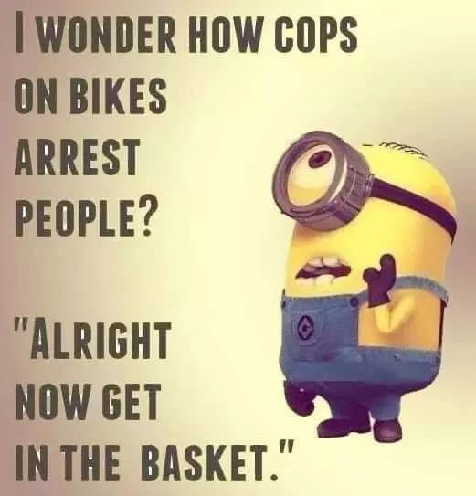 May be an image of minions, bicycle and text