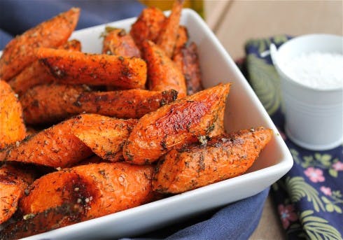 roasted carrots with dill.
