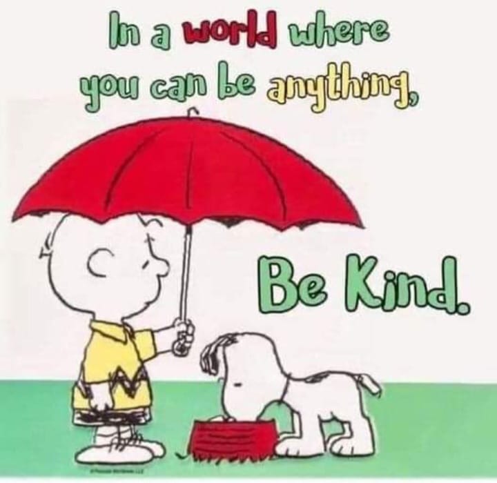 May be an image of text that says 'In a world where you can be anything, Be Kind.'