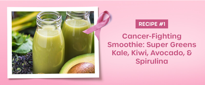 Cancer-Fighting Smoothie: Super Greens, Kale, Kiwi, Avocado, & Spirulina