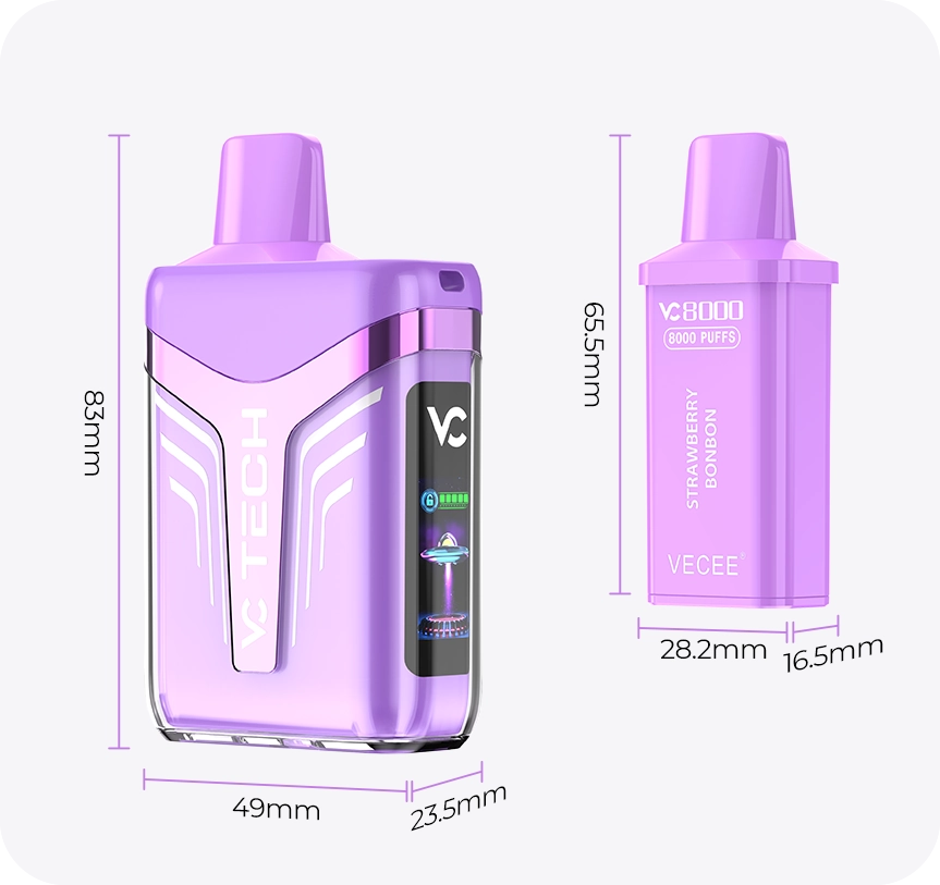 VECEE VC TECH 650mAh 8000puffs Pod System Appearance Dimensions